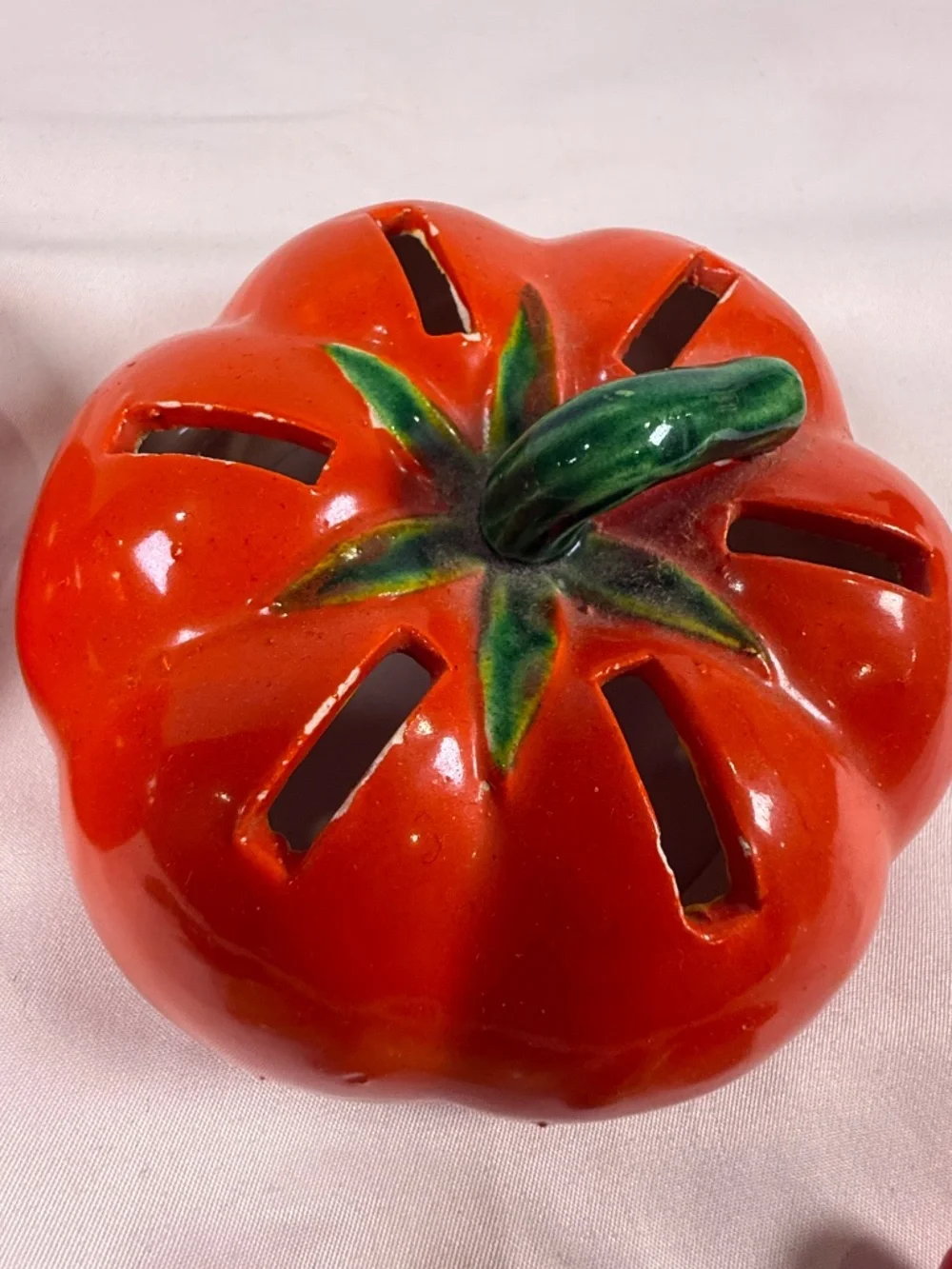 Vintage Maruhon Ware Tomato Utensil Holder 6 Vegetable Knives Japan
